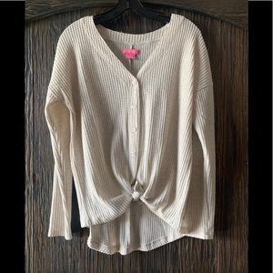 Isaac Mizrahi waffle knit top
